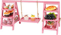 Wooden Cupcake Stand, 3 Tier Cupcake Display Stand for Dessert Display, Dessert Stands with Serving Tray and Foldable Stand for Party, Birthday, Wedding, Events, Baby Shower (Pink)