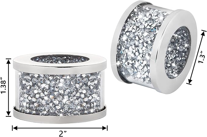 SHYFOY Silver Diamond Napkin Ring Glass Framed, Crystal Dinning Cloth Rings Set of 4 Piece, Glam Serviette Buckle Cloth Holder Sparkle Bling Crushed Diamond Table Decor Accessories