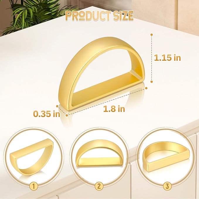 KPOSIYA Napkin Rings Set of 36, Matte Gold Napkin Rings Bulk for Table Settings, D-Shape Napkin Holders Rings for Dinner Table Decor, Easter, Fall,Thanksgiving, Christmas, Party,（Matte Gold，36pcs）