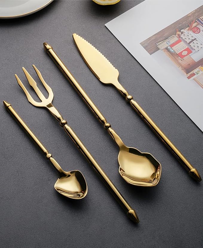 Silverware Set for 10 Durable 18/10 Stainless Steel Flatware Set Creative Styles 40 Piece Modern Cutlery Tableware Utensils Set for Home Kitchen Wedding Restaurant Knives forks and Spoons