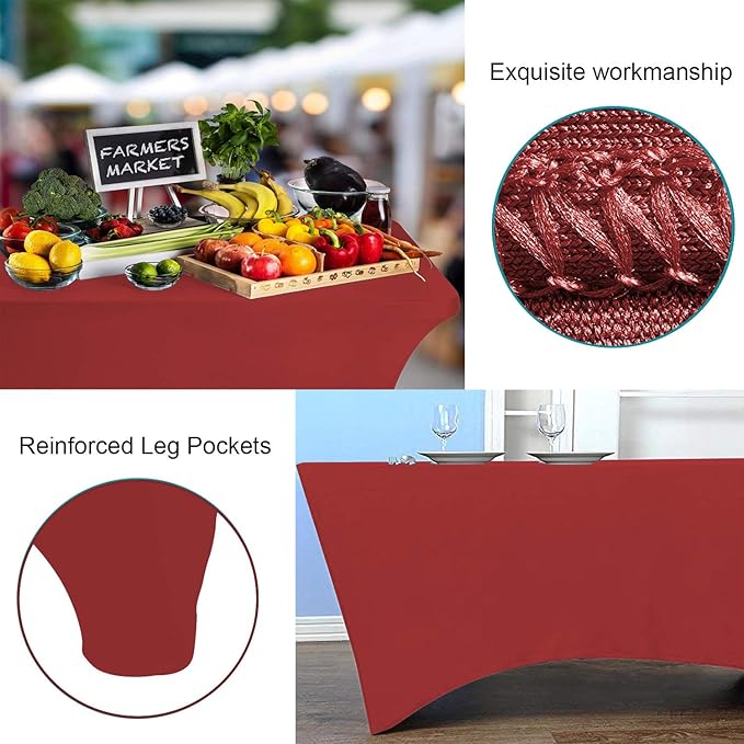 RELIANCER 2 Pack Stretch Spandex Table Covers for Rectangular Tables,4FT Elastic Fitted Tablecloth,Universal Rectangular Table Cloth Protector for Outdoor Party,Wedding,Bar,Birthday,Banquet,Events