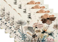 Floral Placemats 12x18 Inches Set of 4, Spring Summer Blue Brown Flower Decorative Rectangle Linen Table Mats for Party Home Kitchen Dining Table Decoration