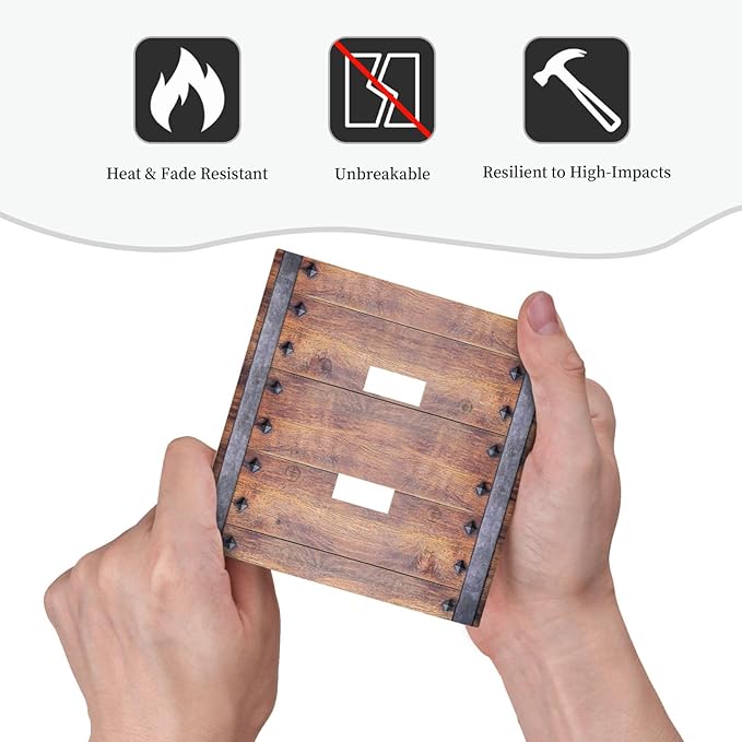 Decorative Light Switch Cover Rustic Farmhouse Barn Door Vintage Wood 2 Gang Wall Plate Double Toggle Switch Plate Receptacle Electrical Outlet Cover Switchplate for Bathroom Cabin（2 Pack）