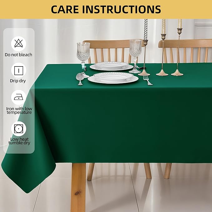 2-Pack 60x144 inch Blackish Green Table Cloths, Solid Stain and Wrinkle Resistant Oblong Tablecloth, Premium Plain Weave Polyester Fabric Rectangle Table Linen Covers for Hotel, Banquet