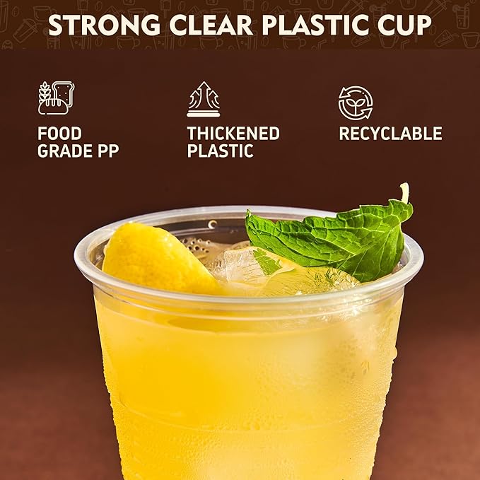 YEEHAW 12 oz Plastic Cups, 300 Pack - Clear Disposable Drinking Cups for Cold Beverages, Transparent Party Cups, BPA-Free