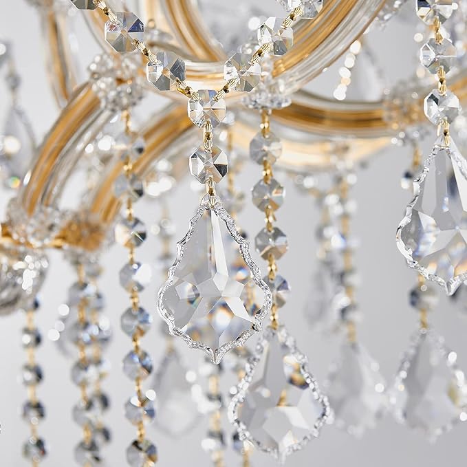 Modern Gold Crystal Chandelier Lighting - Luxury Maria Theresa Chandeliers for Dining Room, Kitchen Island, Living Room, Bedroom, 10 Lights…