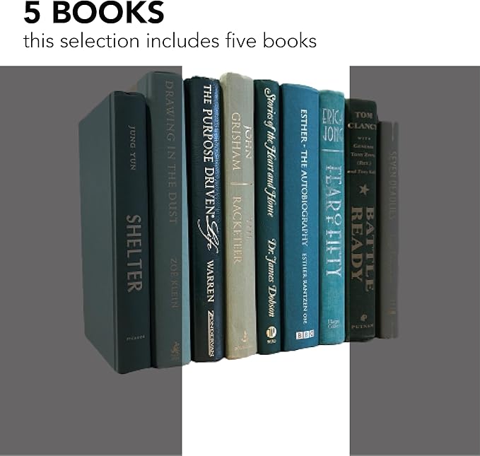 Real Books by Color® (Set of 5, Green) Decorative Bookshelf Home Decor Shelf Styling Photo Prop