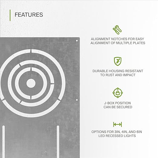 ASD 13 Inch New Construction Mounting Plate with Asymmetric Round Hole - 3/4/6 Inch Flat Steel Rough in Wafer Light Bracket, Shallow LED Recessed Lighting Housing, 72 Pack