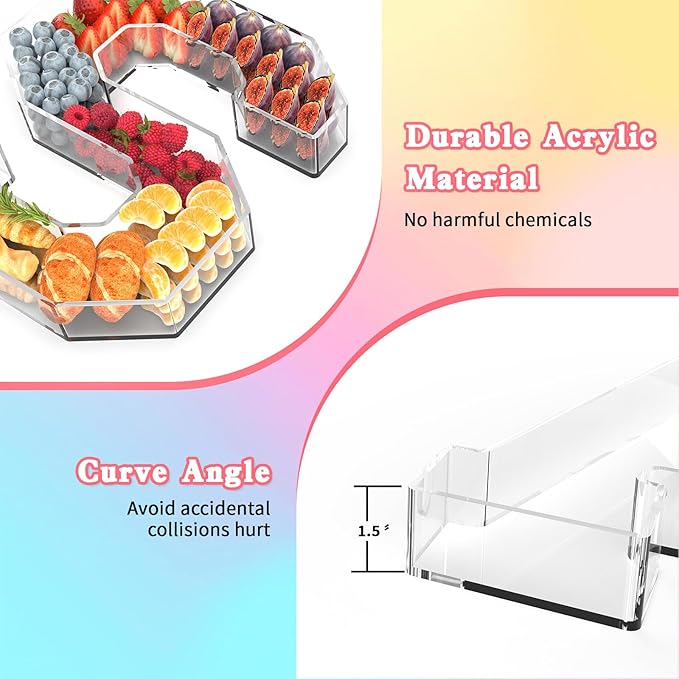 11" Acrylic Letter Charcuterie Tray, Charcuterie Letters Fillable Box for Food, Reusable Serving Cake Candy Dish Display Tray for Birthday Anniversary Party Decoration (Letter T)
