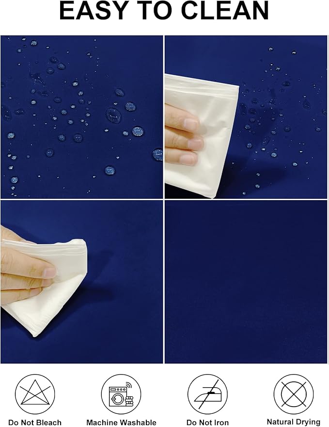 Fokitut 2 Pack Waterproof Rectangle Tablecloth, 90x132 Inch,Stain Resistant and Wrinkle Polyester Table Cloth, Fabric Table Cover for Kitchen Dining, Wedding, Party, Holiday Dinner-Royal Blue
