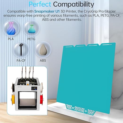 BIQU CryoGrip Pro Glacier Compatible with Snapmaker U1 3D Printer 276x304.5mm Panda Build Plate Double Sided Upgrade Plate Removable Surface Platform