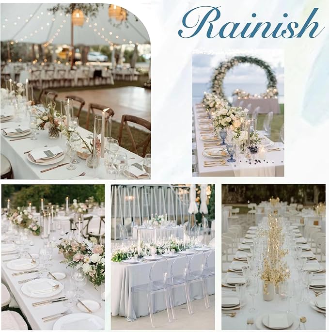 6 Pack White Table Cloth 60 x 102 Inch Polyester tablecloths for 6 Foot Rectangle Tables, Stain and Wrinkle Resistant Washable Fabric White Table Covers for Parties, Wedding, Banquet, Dining