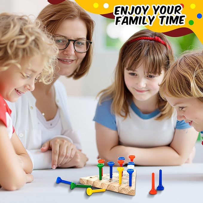 Skylety 24 Pack Triangle Peg Games Wooden Board Table Game for Family Boys Girls Adults, Learning Toys Travel Peg Jump Toys Triangle Puzzle Brain Teaser Christmas Gifts (Multicolor)