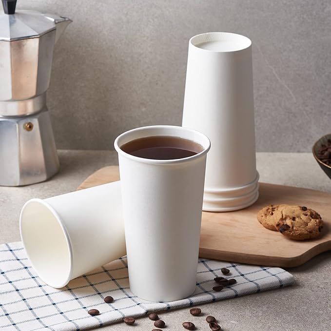CIAO! 20oz White Paper Hot Cup, Disposable, 90mm Diameter 600 Count