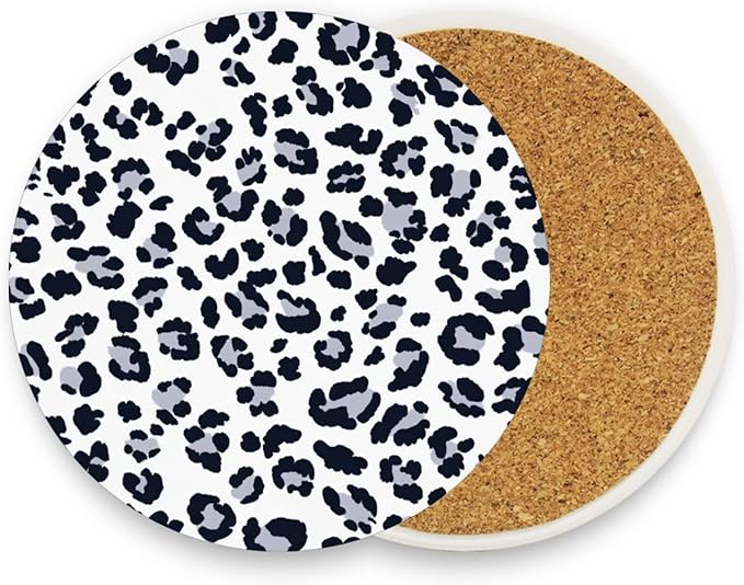 Coasters for Drinks Coaster Drink Set Decorative Coffee Table Desk Cup Mat Spring Cute Cork Bar Backing Round Home Decor Grey Leopard Print30