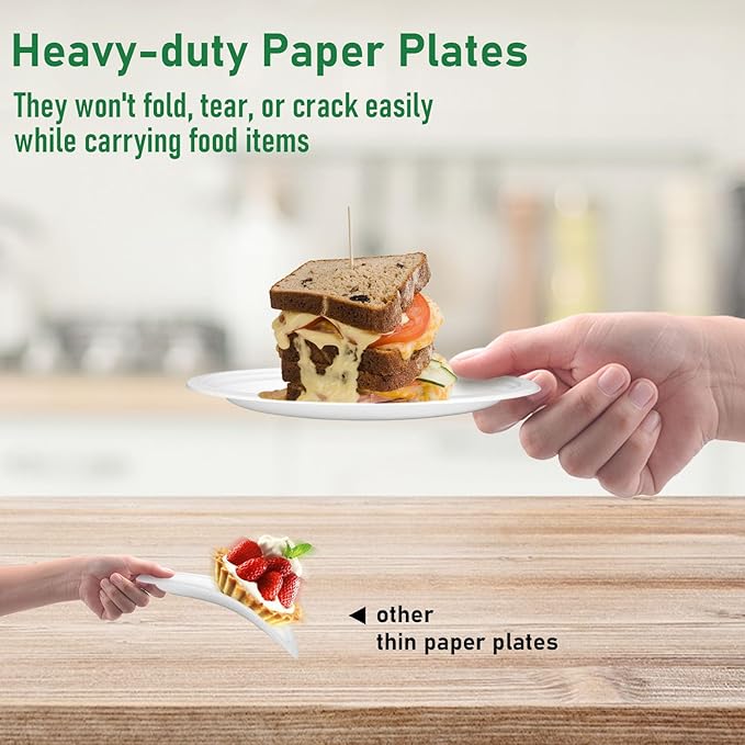 Small Plates 6 Inch, Dessert Paper Plates Disposable for Appetizer, Cake, White, 200 Pack