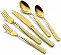 40-Piece Gold Silverware Set for 8, CITESANA Heavy Duty Stainless Steel Flatware Set with Ripple Handles, Mirror Polished Kitchen Cutlery Set