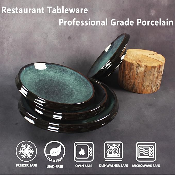 Ceramic Pasta Bowls, Set of 4, Reactive Glazed Pasta Bowls, Large, Wide Mouth, Suitable for Salads, Desserts, and Fruit, Microwave-, Dishwasher-, and Oven-Safe
