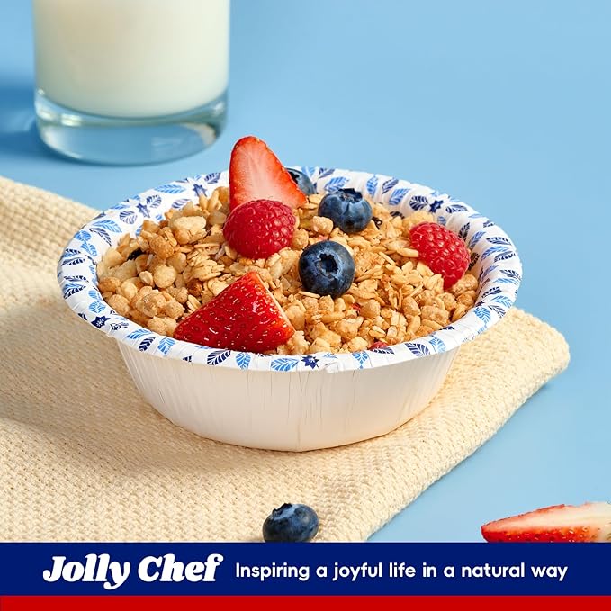 JOLLY CHEF 16 oz Paper Bowls 156 Count Soak Proof, Heavy Duty Printed Disposable Small Bowls Bulk for Dinner or Thanksgiving