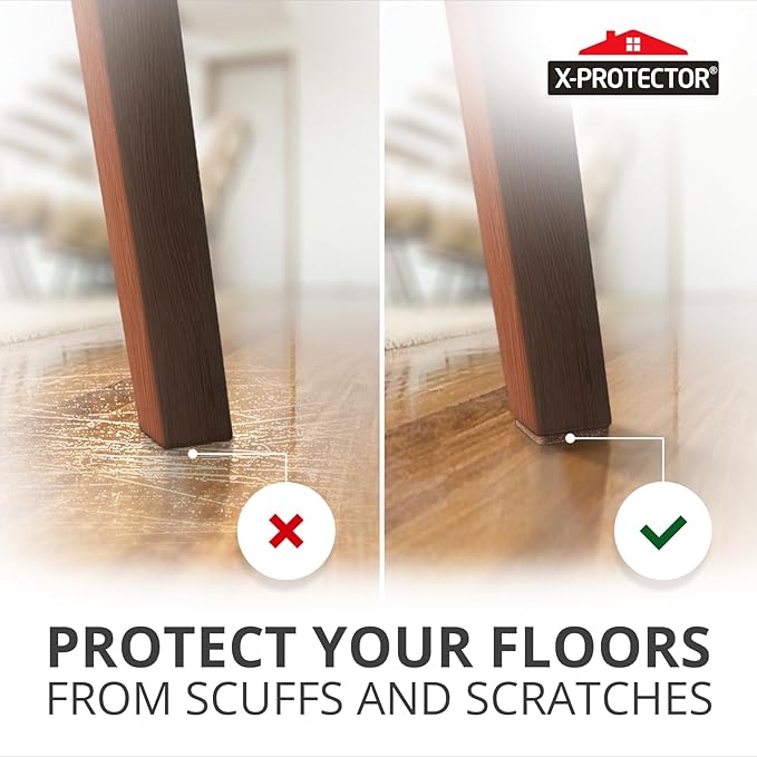 X-Protector Felt Furniture Pads - 20 PCS 6 x 1/2" - Premium Felt Strips with Adhesive Backing - Rectangular Furniture Pads for Hardwood Floors - Cut Furniture Felt Pads to Size You Need! (Brown)