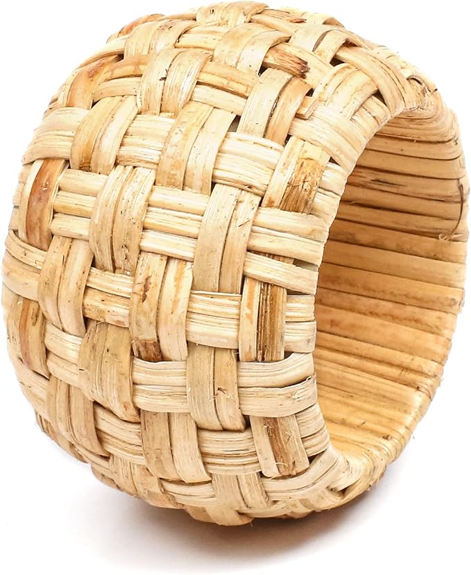 Lightnpro Natural Rattan Decorative Napkin Rings Set of 12, Serviette Napkin Rings Bulk for Party Decoration, Table Top Décor for Dinning Table, Everyday, Christmas, Easter Family Gatherings