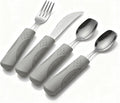 5 oz Weighted Adaptive Utensils Set with Rocker Knife - Balanced Weighted Silverware for Parkinson's Disease, Moderate Hand Tremors & Essential Tremor, Ergonomic Grip Handles (Grey)