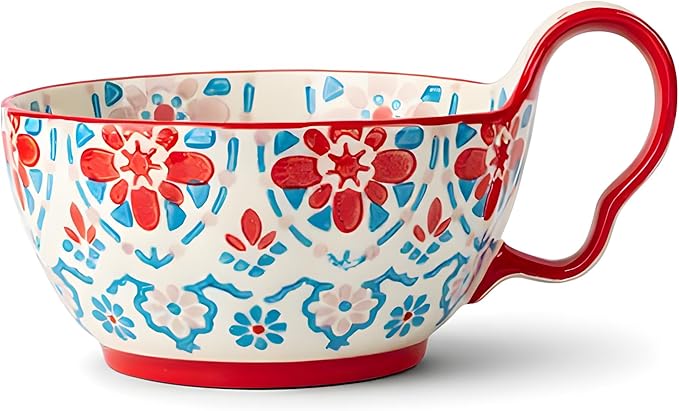 35oz Soup Bowls with Handles, Microwave Safe Large Ceramic Soup Bowl for Chili, Stew, Ice Cream, Berries & Fruits, Gift-Ready for Women, Christmas, Hostess Gifts & Fall Decor