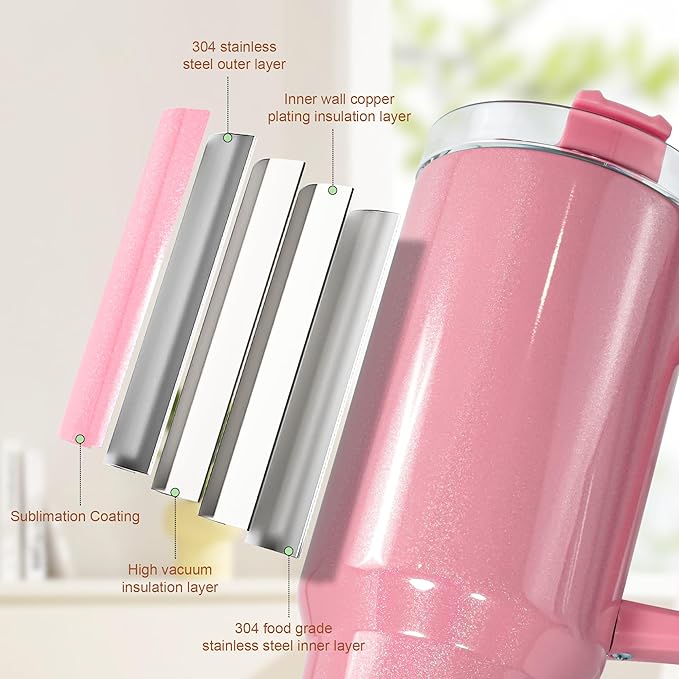 40 oz Sublimation Dazzle-Colour Tumbler with Handle Lid and Straw 20 Pack Stainless Steel Double Wall Vacuum Insulated Cup Tumblers Bulk Sublimation Blank Cupholder Friendly Mixed Colors