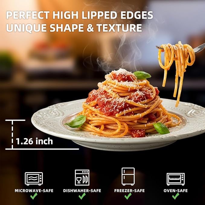 salad plates set of 4, 10.5 inch Reactive Glaze Stoneware Dinner Dish Set for Dessert, Salad, Appetizer, platos de ceramica Dishwasher & Oven Safe, Scratch Resistant-4 Colors