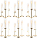 Hurricane Candle Holders Metal Candlestick Holder for Glass Taper Tall Candle Holders with Crystal Chimney Tube Candles Stands for Home Decor, Christmas, Dinning (18, Gold)