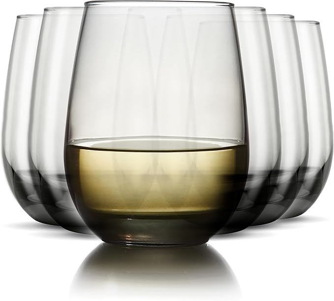 Libbey Classic Smoke All-Purpose Stemless Wine Glasses, 15.25-ounce, Set of 6