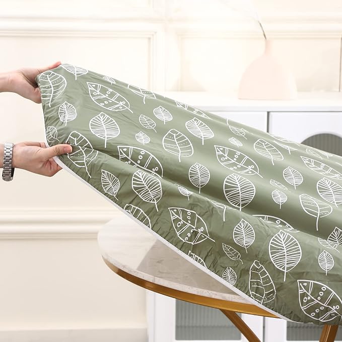 Walrus Round Vinyl Fitted Tablecloth with Flannel Backing Elastic Edge Design Table Cover Waterproof Oil-Proof PVC Table Cloth Stain-Resistant Best for 37"-44" Round