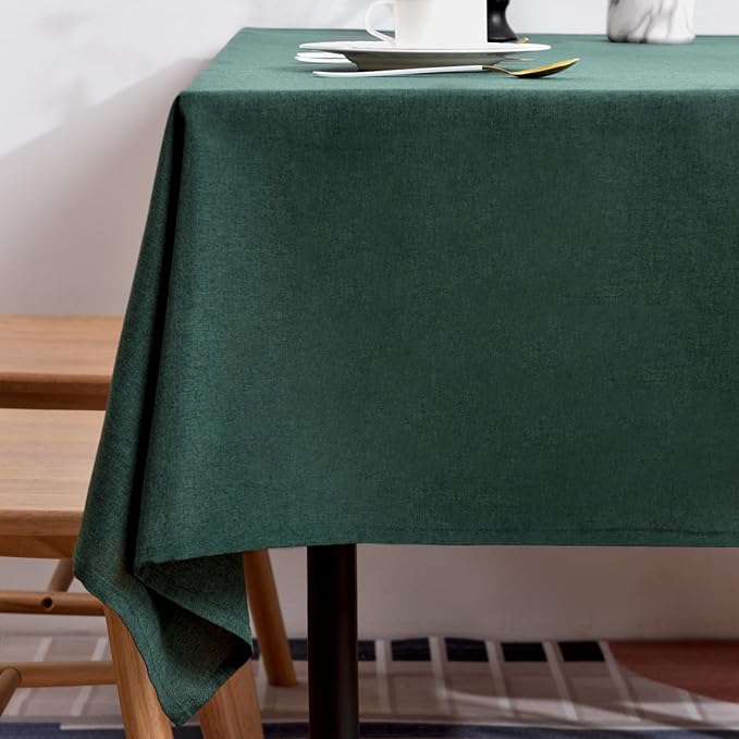 BALCONY & FALCON Table Cloth – Waterproof, Wrinkle Resistant & Washable Rectangle Tablecloth and Table Cover for Dining Room, Kitchen, Outdoor, Party & Birthday Use (Hunter Green, 47" x 63")