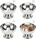 4 Pack Stainless Steel Dessert Bowls, Dessert Cups Ice Cream Cups with Footed Base, Serving Dessert Bowl for Fruit Salad, Pudding, Yogurt (silver)