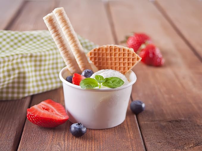 Axe Sickle 200 Pcs 9 Ounce Paper Ice Cream Cups Disposable Dessert Bowls for Hot or Cold Food, Sundae, Frozen Yogurt, Soup, White