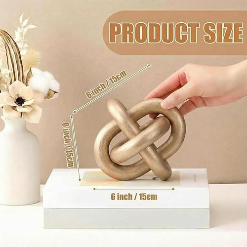 3 Link Wood Knot Decor Rustic Home Décor Accents Hand Carved Coffee Table Decoration, Boho Chain Link Decoration, Modern Shelf, Rustic Objects for Home Living Room Bedroom(Champagne)