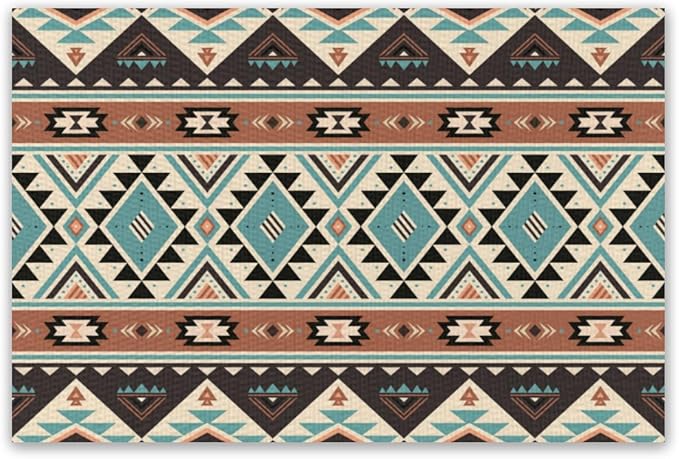 Aztec Southwest Placemats Rustic Tribal Geometric Decorative Table Mat Antique Native Heat Resistant Place Mats for Dining Kitchen Party Holiday Decor 12x18 in 6 PCS