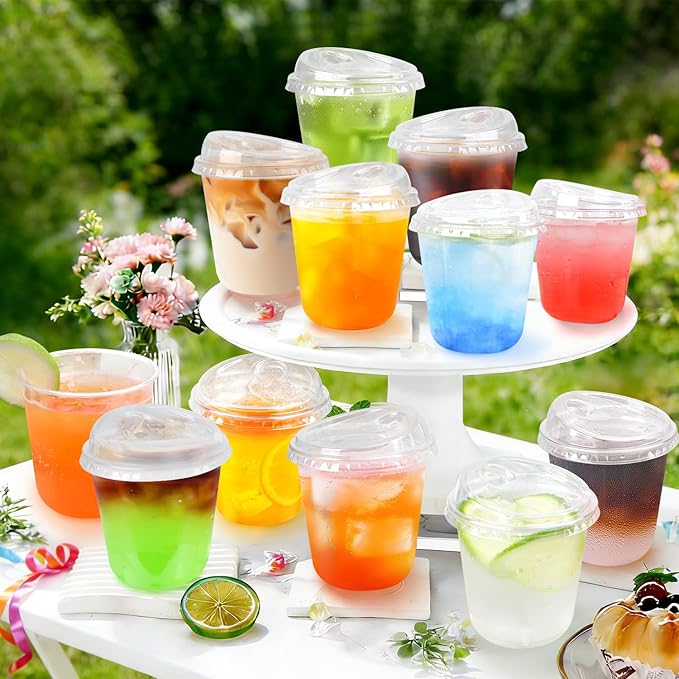 50 Pack 12 oz Clear Plastic Cup With Sip Lids ,Thickened Disposable Iced Coffee Cups for To Go Cold Drinks Latte Juice Smoothie Slushie Milkshake For Drink Shop Parties Events, Leakproof & BPA-Free