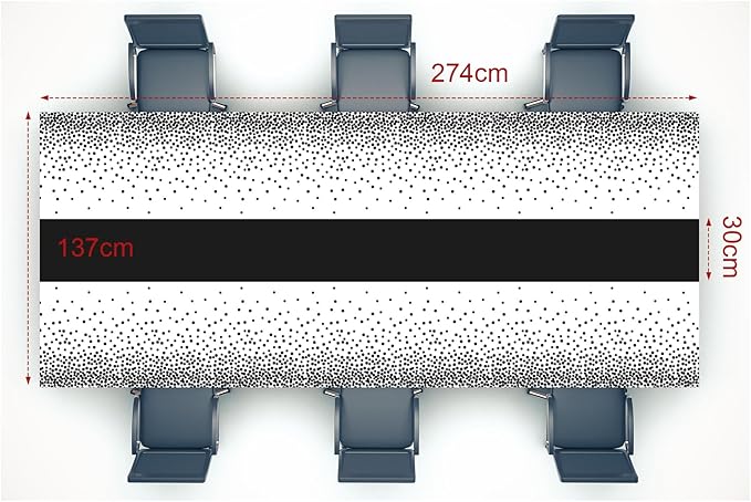 Oudain 6 Pcs White and Black Tablecloth for Parties Plastic Dot Tablecloths Printed Table Runner Waterproof Disposable Rectangle Table Cover for Christmas Birthday Wedding Party, 54" x 108"