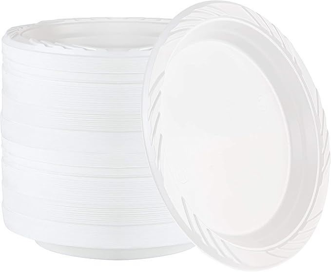 200 Count Disposable 7 Inch White Plastic Plates