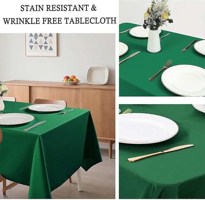 8 Pack Hunter Green Table Cloth 60 x 102 Inch Rectangular Dark Green Tablecloth for 6 Foot Rectangle Tables, Wrinkle Resistant Washable Rectangle Fabric Table Covers for Wedding Party Banquet Buffet