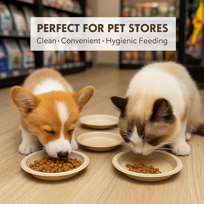 50PCS 6 Inch Disposable Pet Plates for Small Animals, Cats & Puppies, Travel Cat Bowls & Puppy Bowls for Litter, Outdoor Feeding & Travel Pet Food Container, Outdoor Pet Essentials