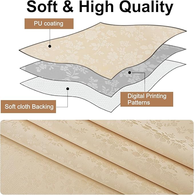 Smiry Rectangle Table Cloth, Waterproof Heavy Duty Vinyl Tablecloths, Wipeable Washable Table Cover for Kitchen and Dining Room (Beige, 60" X 120")