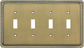Henne Bery Rope Edge Decorative Wall Plate Switch Plate Outlet Cover (Quad Toggle, Antique Brass)