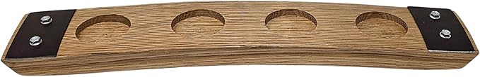 Barrel Stave Premium 4 Glass Whiskey Flight Serving Tray No Glasses Included, Natural