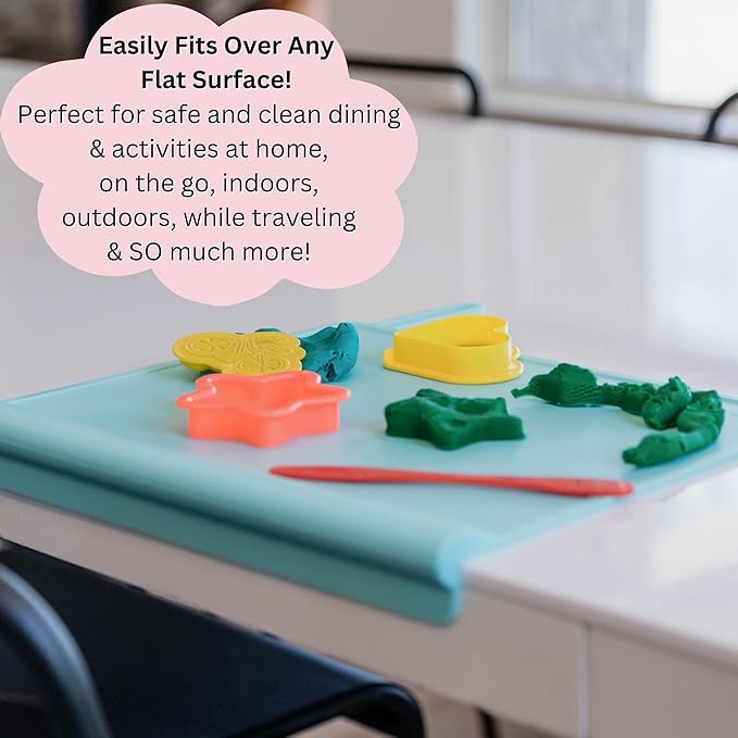 The Table Tyke Silicone Placemats for Toddlers with Patented Edge Bumper | Kids Placemats Non Slip Travel Ready | Baby Placemat BPA Free for Restaurant Dining Table | Lilac