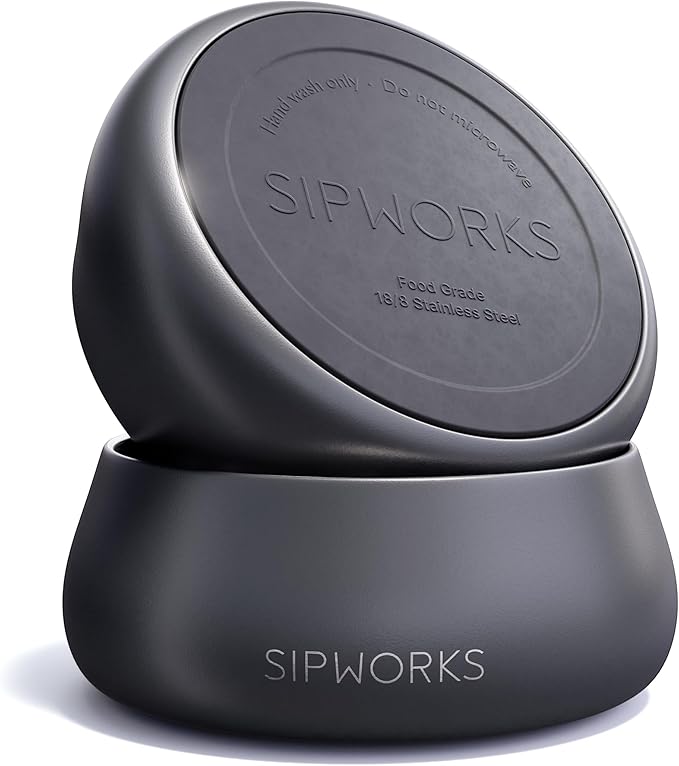 Stainless Steel Dog Bowl – 32oz Weighted Metal Food and Water Bowls for Dogs and Cats with Non-Slip Base - Pet Bowls for All Breeds Sizes for Travel & Outdoor Play - Midnight Black