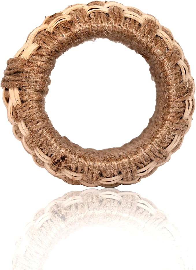 Rattan Napkin Rings Set of 12 – Handmade Napkin Ring Holders for Dining Table, Parties & Family Gatherings, Elegant Tabletop Décor for Weddings, Dinners & Events