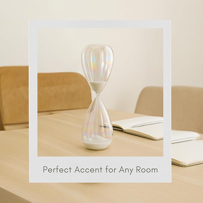 Cassandra Iridescent Hourglass Decorative Object – Large Glass Teardrop Silhouette Modern Home Decor – Shelf Display & Coffee Table Decor for Office & Living Room – 23", Frost