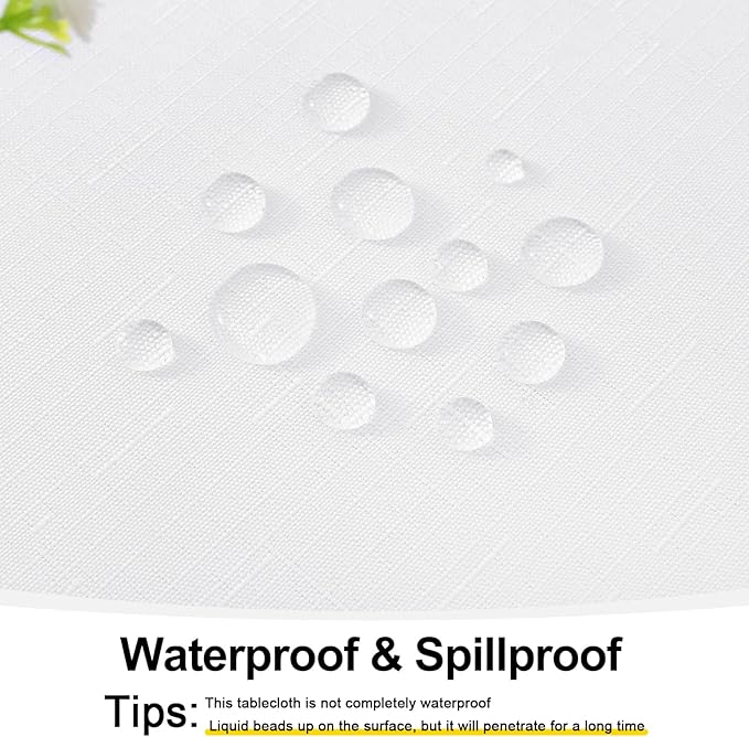 Smiry Square Table Cloth Linen Textured, Waterproof Spillproof Anti-Wrinkle Burlap Tablecloth, Washable Decorative Fabric Table Cover for Dining, Party, Banquet, 60 x 60 Inch, White